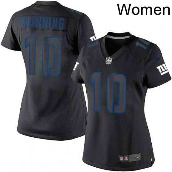Womens Nike New York Giants 10 Eli Manning Limited Black Impact NFL Jersey